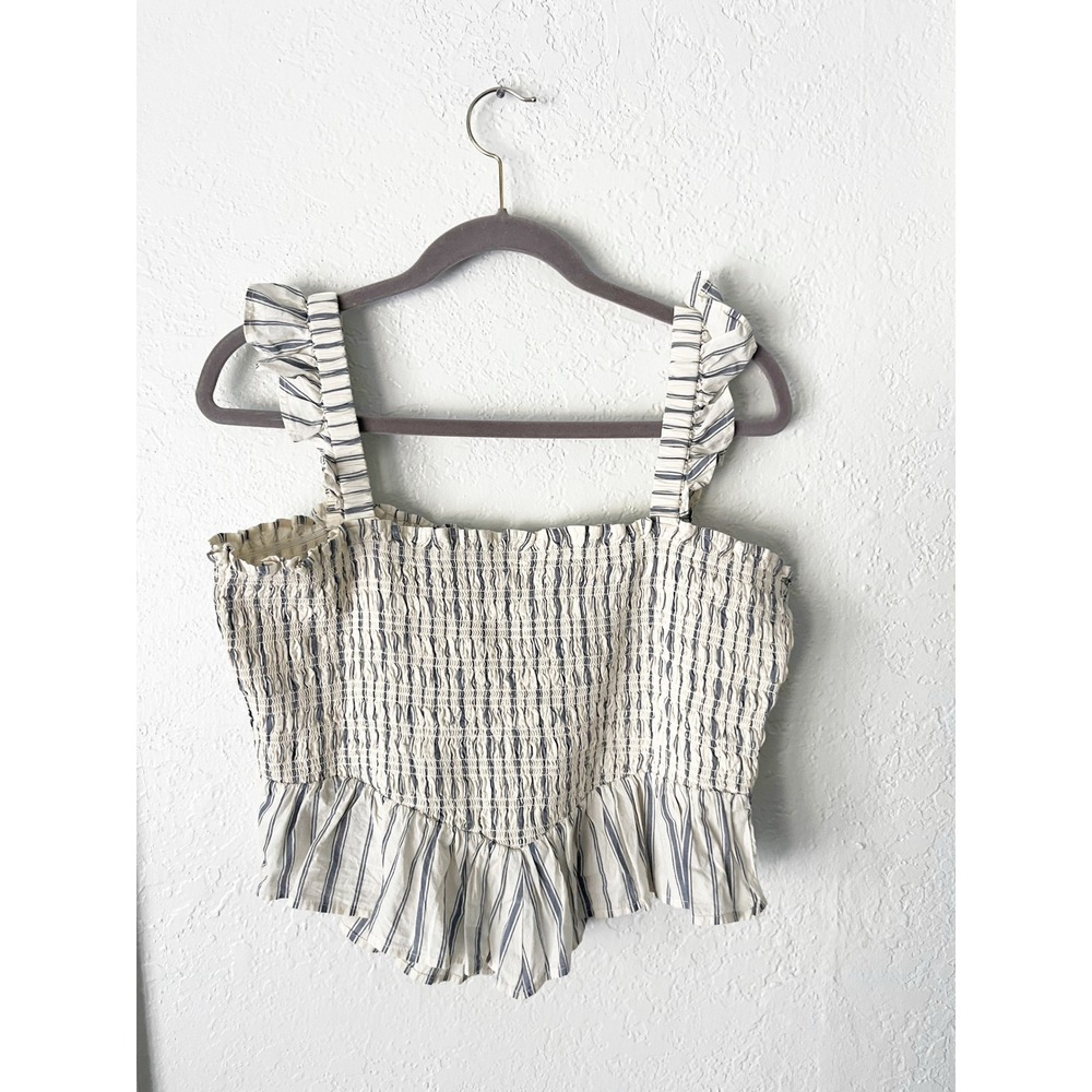 American Eagle AE Bella Smocked Crop Top Ruffle Tank Size XL Western Going Out - Picture 2 of 7